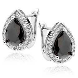 Cercei argint cu tortita si piatra neagra DiAmanti Z0721DER_B-DIA (Argint 925‰ 3,5 g.)